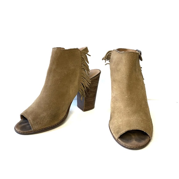 Vintage Lucky Brand Lantau Suede Fringe Heel Bootie - Picture 1 of 7
